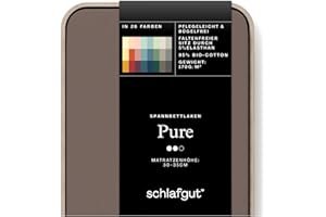 ‎SCHLAFGUT Schlafgut Pure Spannbettlaken 180x200cm bis 200x220cm - 95% Biobaumwolle, 5% Elasthan, Oeko-TEX Zertifiziert, Sand Deep, Matratzenhöhe bis 35cm