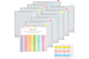 Caydo Scrapbook Paper Storage Organizer with 60 Sticky Index Tabs, 10 Plastic Storage Bags for Holding 12 x 12 Inch Cardstock Vinyl Paper