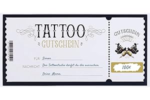 CL&MH Tattoo Gutschein - Tattookarte, Tattoo Rubbelkarte, Tattoo personalisiert, Gutschein Tattoo, Geschenk für Männer,Geschenk für Frauen