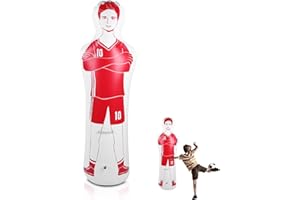 equlup Football Training Doll, PVC Inflatable Football Doll 40 x 160 cm / 15.75 x 62.99 Inch Goalkeeper Doll Football Doll Punch Bag Free Kick Defender Wall Punch Bag for Kicks, Dribbling and Pass