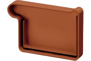 INEFA Testata per grondaia, a scatola, in PVC 68mm, sinistra, marrone accessori per grondaie pvc, montaggio facile a innesto, Made in Germany