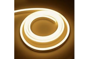 ONSSI® Tiras LED de Neón 220v (Blanco Cálido,3M),12w/m COB Luz de Cuerda,288 Led/m Cada Corte de 10cm,Ip65 Impermeable con Enchufe de Interruptor y Pegatina,Neon Led Para Uso Interior y Exterior