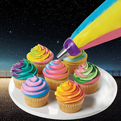 KAIKSO-IN Puderzucker Rohrverlegung Beutel Düse Konverter dreifarbige Creme Koppler Cake Decorating Tools - 5