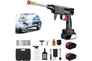 EONDEVO Nettoyeur Haute Pression à Batterie, Nettoyeur Haute Pression sans Fil avec 2 x 16680VF Batteries et Boîte de Rangement, Distance de Pulvérisation d’Eau de 0 à 8 Mètres, pour Voitures Jardin