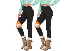 DDOBB Lot de 2 leggings thermiques pour femme avec doublure en polaire - Taille haute - Pantalon thermique opaque - Legging de sport d'hiver chaud pour le quotidien