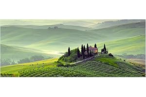 Wallario Glasbild Toskana in Italien - 50 x 125 cm Wandbilder Glas in Premium-Qualität: Brillante Farben, freischwebende Optik