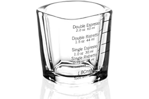 Crethink 1 vaso medidor, 60 ml, mini medidas, vidrio cuadrado de base pesada, vaso medidor de vidrio de espresso pesado líquido de (línea negra)