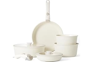 RIOVARM Induction Batterie de cuisine avec Poignées Détachables, Empilables Antiadhésive Granit Sets de poêles et casseroles avec Couvercles, Peu encombrant Poêle à frire Sans PFOA