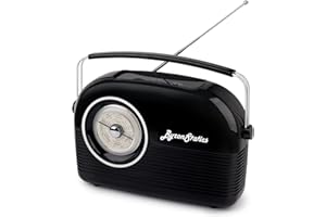 ByronStatics Portable Radio Small, FM Radios with Bluetooth Speaker, Radios Mains or Battery Operated, Headphone Jack, for Home Outdoor, Black