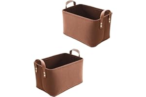 Kaizuca 2 Pièce Panier Feutre, Care Panier Rangement, Rangement Feutre, avec Poignée, pour Vêtements, Serviettes, Articles de Toilette, Livres (Marron)