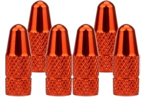 SENZEAL 6 uds Tapas de válvula Bicicleta Francesa neumático aleación de Aluminio Naranja
