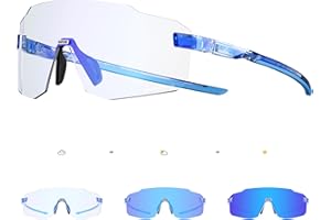 KAPVOE Photochromatische Selbsttönend Fahrradbrille für Herren Damen Klar Rennrad Brille MTB Sportbrille Radbrille UV400 Schutz Randlose Transprante Gläser für Outdoorsports
