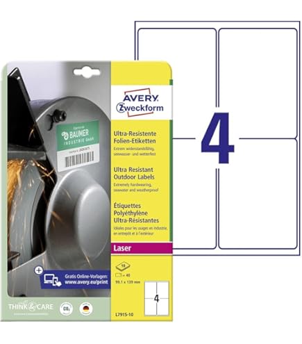AVERY Zweckform L4773REV-8 Weatherproof Film Labels (192 Stickers, 63.5 - View #10