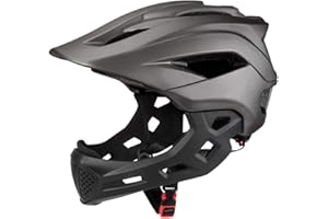 AKEMAIO Casque de vélo pour Les Enfants 2-en-1 Casque Full Face VTT BMX Dirtbike Planche à roulettes avec Menton Amovible Garde