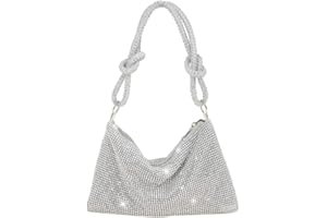 GSenhui Pochette da donna con brillantini, elegante borsa a tracolla con chiusura lampo, pochette a tracolla, per balli, feste, argento