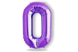 FUNXGO® Ballon Géant Numéro Violet - Ballon decoration anniversaire - deco anniversaire - Gonflables à l'Hélium - Idéal pour Fêtes Filles et Garçons - Ballon 0 Violet
