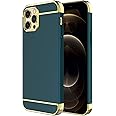 iPhone 12 Pro Max Case,RORSOU 3 in 1 Ultra Thin and Slim Hard Case Coated Non Slip Matte Surface with Electroplate Frame for Apple iPhone 12 Pro Max (6.7")(2020) - Dark Green