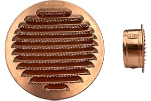 EINSIDE Griglia aerazione in rame con rete alta qualità, Griglia ventilazione con boccaglio attacco tondo, Rame ø 100 mm