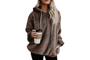 iChunhua Women Casual Sherpa Fuzzy Jumpers Fleece Hoodie Sweatshirt with Pockets