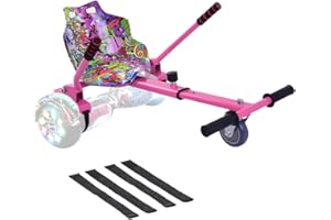 LSLIFE Hoverkart Go Kart Attachment Adjustable Hoverkart Seat for Self Balancing Scooters - Fits All Hover Board Sizes - 6.5", 8" and 10" Pink/Blue/Purple (Graffiti Pink)