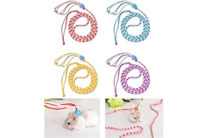 ASOCEA Pack of 4 Hamster Harness and Lead, Adjustable Nylon Running Lead for Pets, Suitable for Guinea Pigs, Chinchillas, Ferrets, Rats, Mice, Squirrels, Gerbils