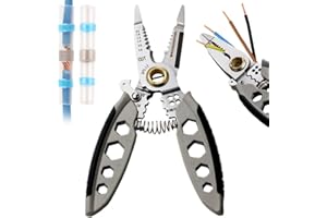 Leogony New Upgrade Multi-Purpose Professional Wire Stripping Tool Set, 7 Inches Long Nose Electrical Wire Stripper with 2 Solder Connectors Heat Shrink