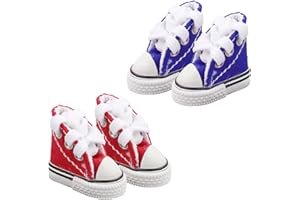 Rumyve Finger Skateboard Shoes - 2 Pairs Mini Cute Thunder Dance Shoes for Fingerboard Dolls (Red and Blue)