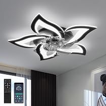 Ventilateur De Plafond Avec Lumière JOPWUE – Télécommande, LED Dimmable 3 Couleurs, 6 Vitesses, 48 Cm, Gris