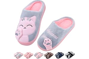 Zhiaek Pantofole Donna Uomo Peluche Ciabatte Donna Invernale Calde Morbide Comode Antiscivolo Pantofole Gatto Bambina Scarpe da Casa
