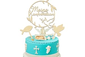 JOJOR Cake Topper Konfirmation, Holz Tortendeko Meine Konfirmation, Taufe Taube Konfirmation Torten Topper, Erstkommunion Kuchen Deko Tortendeko Party für Junge Mädchen