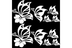 GORGECRAFT 2 feuille Papillon Autocollant de Voiture Ensemble Papillon Vinyle Étanche Autocollant Femmes Voiture Autocollants et Autocollants Réfléchissants Auto-Adhésifs pour Pare-Chocs Blanc