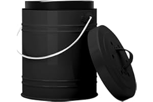 COOLER KITCHEN Bidone Spazzatura da Cucina per Compostaggio, 5 litri – Secchio Spazzatura con Contenitore Interno in Plastica e Filtri al Carbone – Pattumiera Cucina con Chiusura Anti Odore e Anti Insetti - Nero