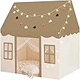 little dove Play Tent with Mat, Star Light Large Kids Playhouse with Windows Easy to Wash, Indoor and Outdoor Play Tent for Kids, Toys for Girls, Boys, 47x40x52 (Brown Play Tent, Large Size)