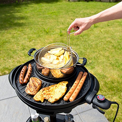 Rosenstein & Söhne 5in1-Elektro-Kugelgrill mit Temperaturregler und Zubehör, 1.500 W - 4