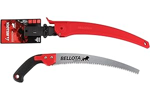 Bellota 450BIMR13, Serrucho de poda León con hoja curva de 13", dentado japonés y mango de bimaterial recto. Incluye funda