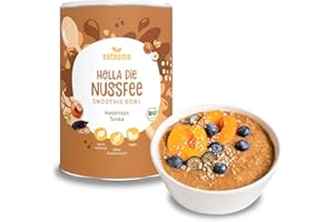 OATSOME® Holla die Nussfee | Smoothie Bowl Mit Haselnuss & Tonka | Bio & Vegan | 100% Natürlich & Ohne Zuckerzusatz + Aromen | Einfache Zubereitung | Frühstück | Gefriertrocknung | Superfood | 400g