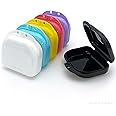 Retainer Case with Vent Holes, 6 Pcs Case, Durable & Similar Mouth Guard Case for Black, White, Yellow, Light Purple, Pink and Blue - Tight Snap Lock, Easy to Use