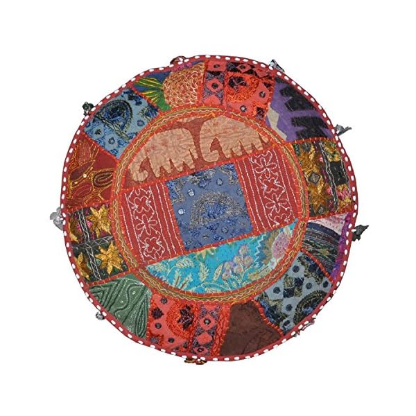Jaipur Handloom Traditional Decorative Ottoman Foot Stool Cushion Cover, 58 X 33 Cm - Image 4