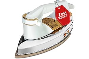 Rico 1000W 2KG Heavy Weight Dry Iron With 2 Years Replacement Warranty | Japanese Quick Heat Technology with Advance Sole Plate Iron Press | Shock Proof Iron Box for Clothes | Made In India - AI13