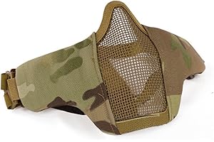 GES Mascherina Tattica Pieghevole Maschera Esterna Maschera Protettiva Maschera Protettiva Maschera Respirabile per Airsoft Paintball CS con Cintura Regolabile in Cintura