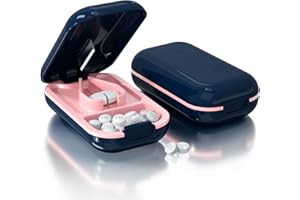 Bathola Tablettenteiler, Pillenschneider für Klein oder Groß Pillen Vitamin-Tabletten, Tragbarer Taschen Pillenzerkleinerer für Unterwegs,Blau