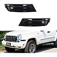 Tonsya For 2005 2006 2007 Jeep Liberty Front Bumper Signal Side Marker housing Smoked Lens 57010124AA-PFM, 55156766AE, 55156767AE, CH2521143, CH2520143
