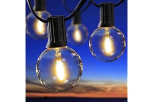 Elegear Guirnalda Luces Exterior 12M LED Cadena de Luz con 30+3 Bombillas, IP65 Impermeable Guirnaldas Luces Exterior Enchufables 2300 K, Adecuada para Jardín Patio Cafe Boda Fiesta, Blanco Cálido