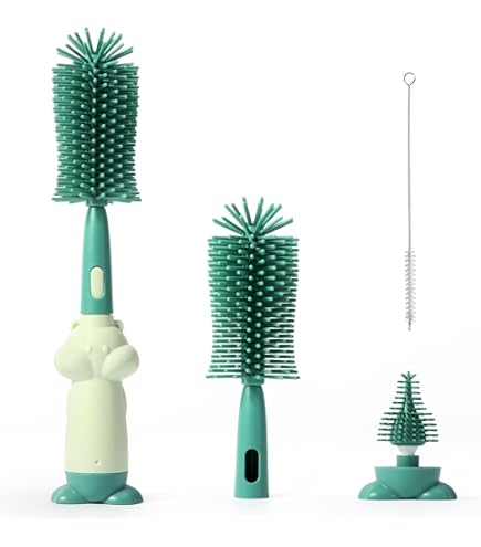 Brosse Bouteille,Goupillon Biberon Et Tétine,Silicone Brosse À Bouteille De Nettoyage à Poignée