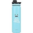 HOOM by HMI Double-Wall Thermos Flask, Vacuum Insulated Stainless Steel Sipper Powder Coated with Quotes and Carrying Loop Water Bottle, 700 ml , Green