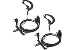 UAYESOK Cuffie radio a 2 pin, tipo G con microfono PTT e tappi per le orecchie, compatibili con Baofeng UV5R 888s UV-82 Kenwood RT24 RT27 eSynic QuanSheng Walkie Talkie (2 pezzi)