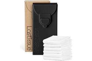 LastTissue® Reusable Cotton Tissue Pack – Sustainable, Durable, Eco-Conscious, Portable & Washable Facial Tissues for Men and Women with Travel Handkerchief Storage Case