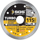 SGS Premium Turbo Elmas Kesici Disk, 115mm x 1.2mm, Porselen Seramik Granit Mermer i&ccedil;in Hassas Kesim, SGS2324 Model