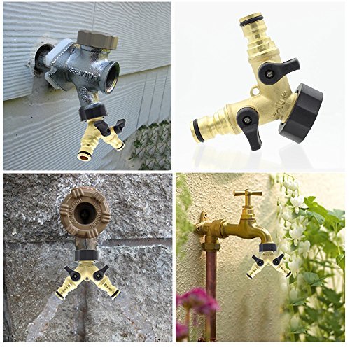 BTSKY TM Messing massiv Doppelter Hahn-Adapter, mit individuellen An/Aus-Ventilen - 8