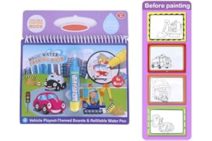 ‎ZERODIS Water Coloring Book Doodle Magical Portable Drawing Book Edukacyjna Wczesna Edukacja Dziecięca Zabawa (Pojazd)